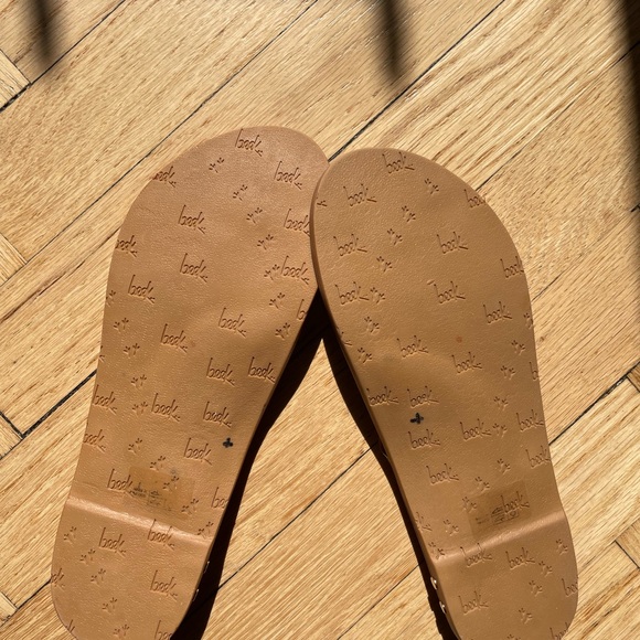 Beek Seabird Platinum/ Honey Leather Flip Flop Thong Sandals Size 7 - Picture 2 of 8